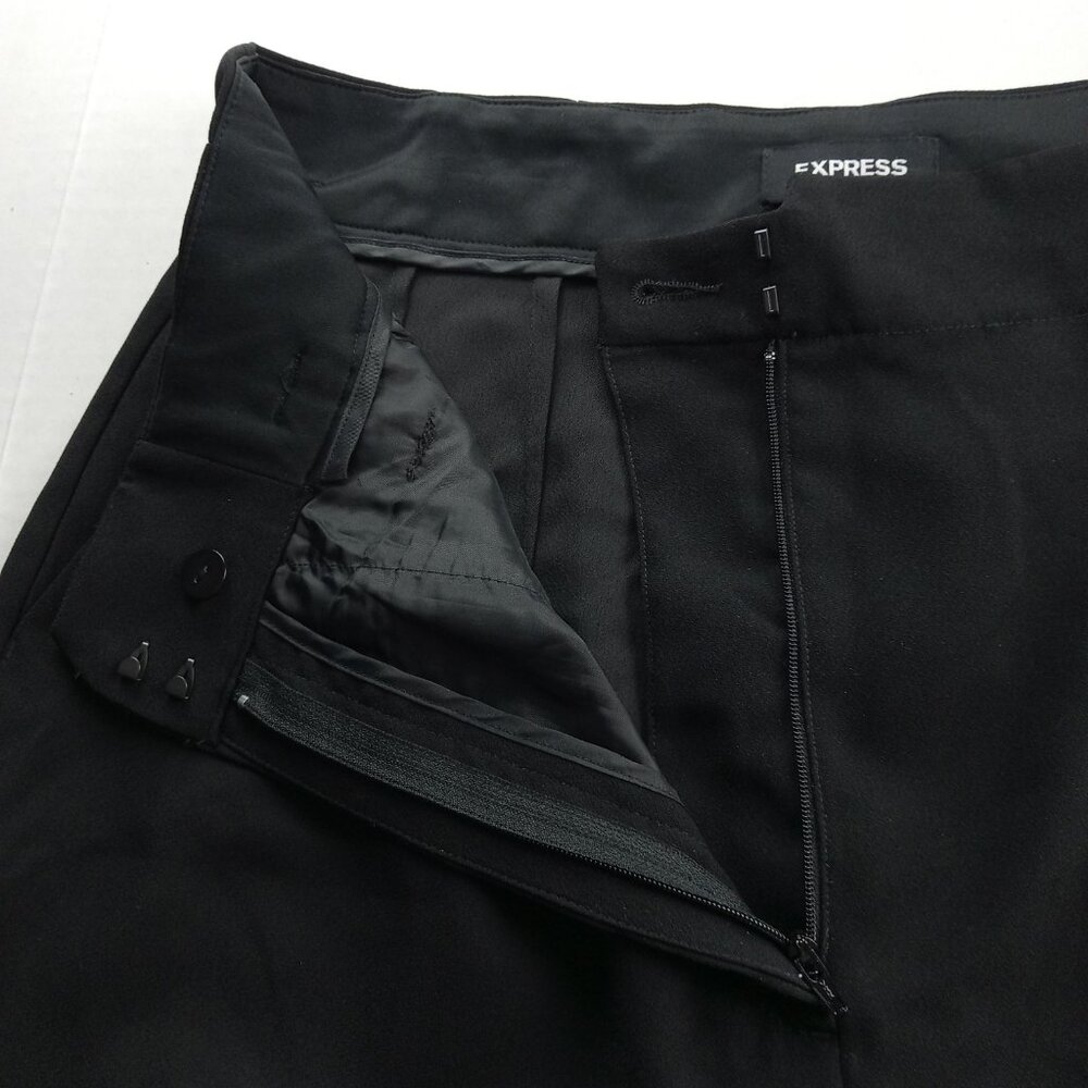 Express Women's Super High Rise Wide Leg Pant Size 14S Black Belted Pleated - Picture 6 of 9
